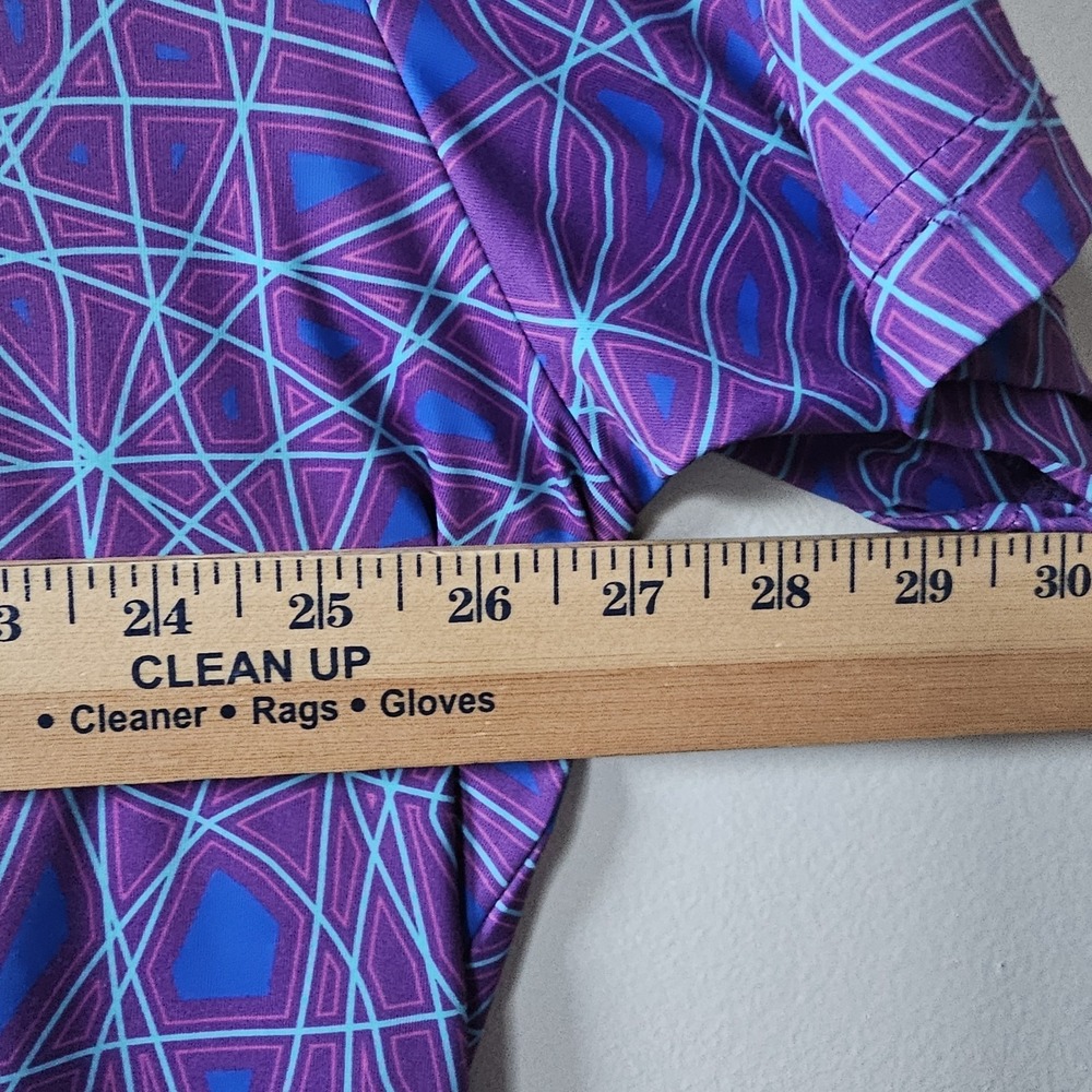 Hreski Golf Polo Shirt Men's Size 2XL Performance Stretch Purple Geometric Print - Picture 4 of 8